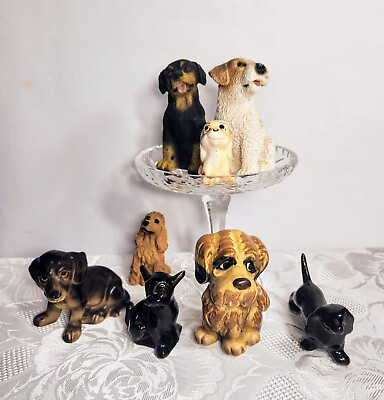 #ad Lot Of 8 mix Dogs Ceramics Porcelain Collectible VTG Figurines Statuettes C $59.99