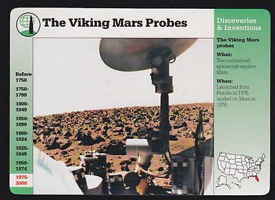 #ad THE VIKING MARS PROBE NASA Rover Surface Photo #x27;95 GROLIER STORY OF AMERICA CARD $2.36