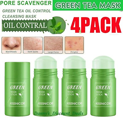 #ad 4Pcs Green Tea Pack Stick Facial Cleansing Oil Acne Blackhead Control Deep Clean $14.59