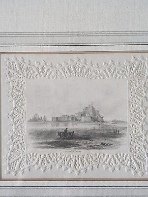 #ad Antique Fine Miniature Pencil Sketch Landscape Elizabeth Castle Jersey Framed GBP 75.00
