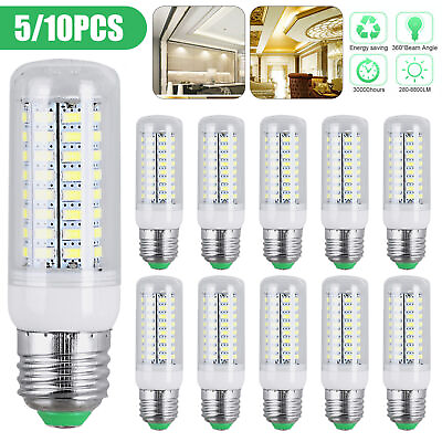 #ad 5 10x Bright E27 SMD LED Corn Bulb Lamp Workshop Light Cooling White AC 110V 12W $15.98