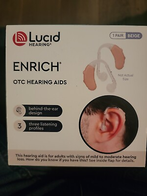 #ad Lucid Hearing Enrich Pro OTC In The Ear Hearing Aids Clear Excellent Open Box $85.00