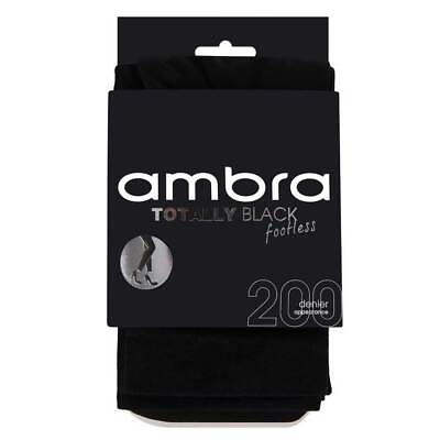 #ad Ambra 200D Totally Black Footless Tights ATOBLFTLS Black AU $14.95