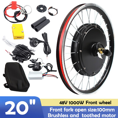 20quot; 1000W LED E bike Conversion Kit 48V Power Bicycle Front Wheel Hub Motor Set $235.01