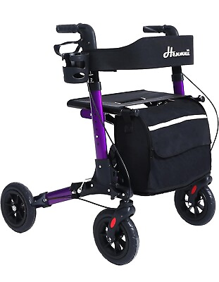 #ad Foldable Rollator for Seniors Walker Mobility Aid with 8quot; Wheels Seat Backrest $69.99