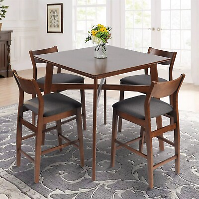 #ad VILOBOS 5PC Counter Height Dining Table Set Kitchen Breakfast Pub Bar Chair Seat $399.99
