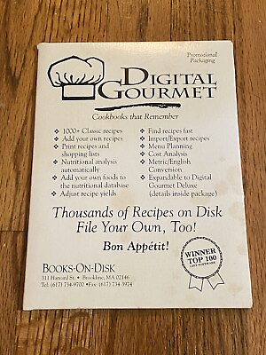 #ad Vintage Digital Gourmet Promotional 1000 Classic Recipe Disk Unopened $18.00