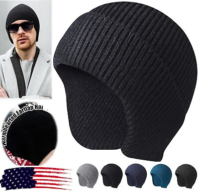 #ad Knit Hat Winter Warm Cuff Beanie w Ear Flaps Skull Cap Outdoor Ski Men Women US $8.36