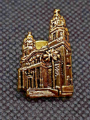 #ad Vintage Cathedral Building Gold Tone Metal Lapel Pin Souvenir $13.85