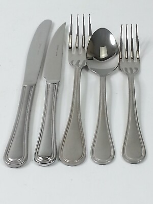 #ad 5 Piece Contour WNK Exclusive Dinner Knife Stainless Fork Spoon 2 Styles Finish $24.98