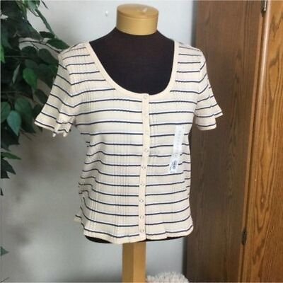 #ad SO short sleeve snap front cropped tee Woman’s Juniors size XL stripes $16.00