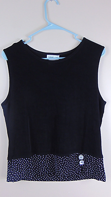 #ad Coldwater Creek Sleeveless Cami PL Black Slinky Classic Stretch Petite Large $13.98