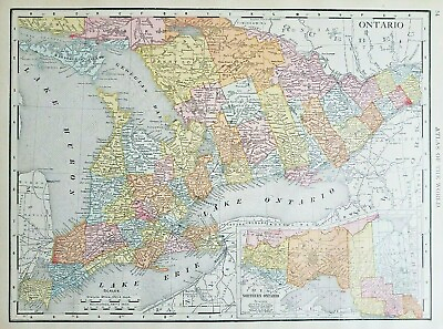 #ad Ontario Canada Antique Map Rand McNally Vintage 1916 $12.99