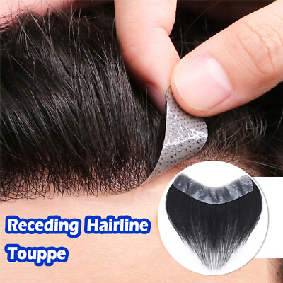 #ad Small Mens Toupee for Mens Receding Hairline 100% Human Hair Replacement System $59.89