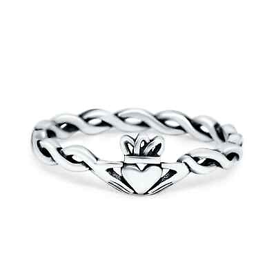 #ad Claddagh Rope Ring Oxidized Band Plain Thumb Ring 925 Sterling Silver 6mm $9.89