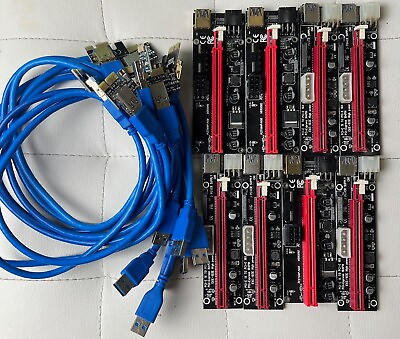 #ad PCI E 1x to 16x Powered USB3.0 GPU Riser Extender Adapter X8 BUNDLE MEGA SAVING $45.59