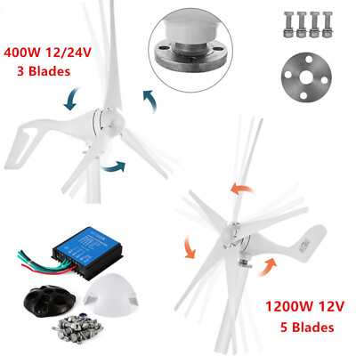 400W 1200W Wind Turbine Generator Kit DC 12V 24V Charger Controller Home Power $155.50