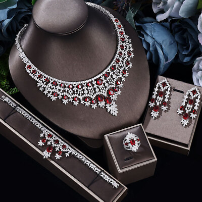 #ad 4piece Suit Cubic Zirconia Bride Jewelry Set Party Crystal Wedding Jewelry Set $108.59