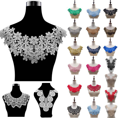 #ad Flower Embroidered Neckline Lace Collar Trim Sew Patch Applique Corsages DIY ⟡ $2.39