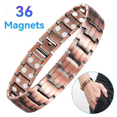 #ad Men#x27;s Bracelet Magnetic Therapy Arthritis Pain Relief Pure Solid Copper Bangle $8.99