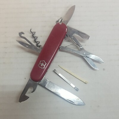 #ad Officier Suisse Victorniox Swiss Made Stainless Knife; Red Cross; 10 Items $12.00