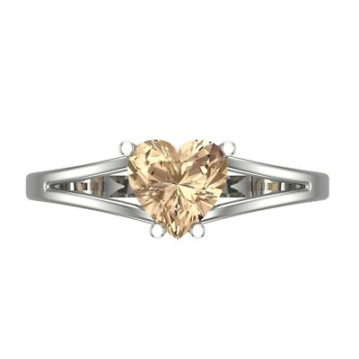 #ad 1.5 ct Heart Unique Yellow Moissanite Wedding Bridal Promise Ring 14k White Gold $267.20