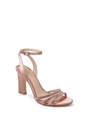 #ad BADGLEY MISCHKA Womens Pink Flocked Sole Sparkle Round Toe Block Heel Sandals 6 $16.99