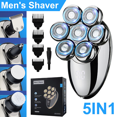 #ad 7D Cordless Shaver Hair Trimmer Men’s 5 in 1 Electric Head Shaver Razor Men Wet $22.99