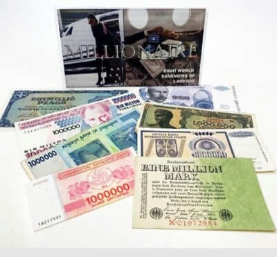#ad Millionaire Currency: 8 Different Banknotes with Denominations of 1000000 $125.00
