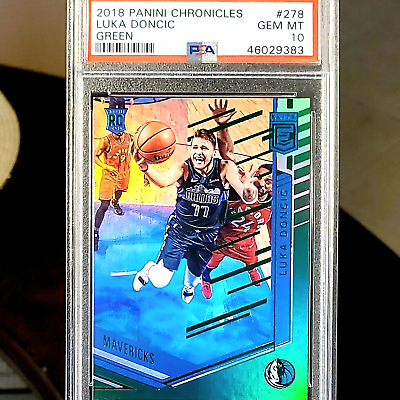 #ad Luka Doncic ROOKIE 2018 Panini Chronicles Elite Green PSA 10 LOW POP $295.00