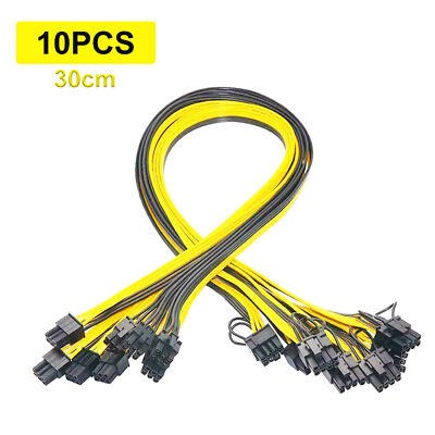 #ad #ad 10x High Quality Breakout Cable 6Pin to 8Pin 62 PCI E Cable 18AWG Mining 30cm $16.99