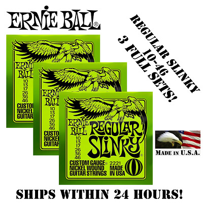 #ad #ad ** 3 SETS ERNIE BALL REGULAR SLINKY 10 46 ELECTRIC GUITAR STRINGS 2221 ** $16.98