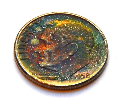 #ad 1958 P 10C Roosevelt Dime Mint Set Toned $9.79