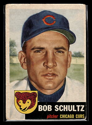 #ad 1953 Topps #144 Bob Schultz Bio Black Text VG EX Chicago Cubs $7.99