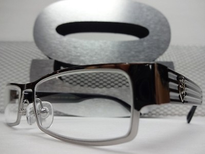 #ad Mens or Women SLEEK CONTEMPORARY STYLE Clear Lens EYE GLASSES Silver Black Frame $12.08