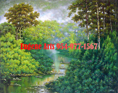 #ad 30x40 quot;Hand Painted Oil Flat.Impressionist Impressionism LandscapeForestTree $359.96