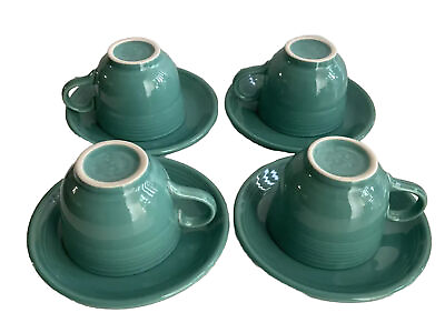 #ad Fiesta Homer Laughlin China Turquoise Blue Set Of 4 Coffee Tea Cup amp; Saucer $30.00