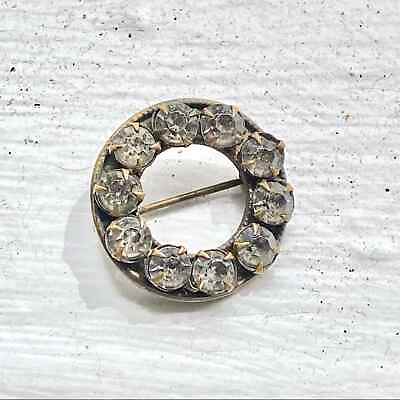 #ad Antique Mini Paste Rhinestone Classic Small Circle Brooch $15.50