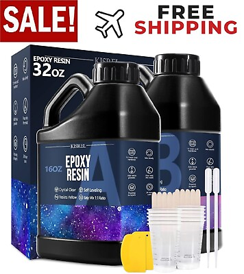 #ad Epoxy Resin 32OZ Crystal Clear Epoxy Resin Kit No Yellowing No Bubble $24.97