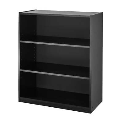 #ad 3 Shelf Bookcase Bookshelf Shelving with Adjustable Shelves True Black Oak $26.99