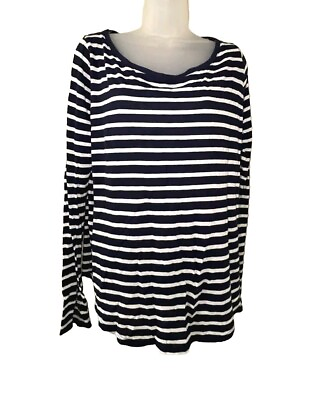 #ad Polo Ralp Lauren Womens XL T Shirt Long Sleeve Boat Neck 100% Cotton Nautical $18.00