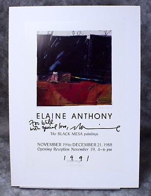 #ad Elaine Anthony Poster The Black Mesa 1988 Stephen Haller Fine Art Signed $50.00