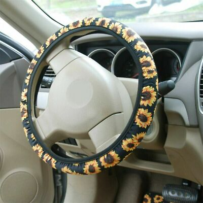 #ad Car Steering Wheel Cover Steering Wheel Protection Non slip Print Sunflower $6.14
