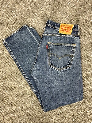#ad Y2K Levis 501 Jeans Mens 32x32 USA Light Wash Denim Button Fly Adult $55.00