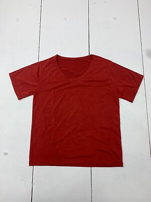 #ad Womens Red Short Sleeve Shirt Size Medium $10.00