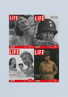 #ad Life Magazine Lot of 4 Full Month August 1950 7 14 21 28 $36.00