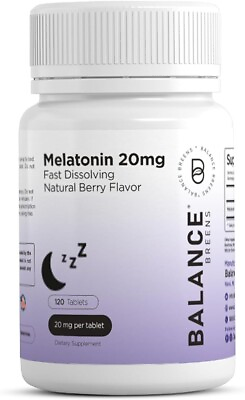#ad Melatonin 20mg 100% Drug Free Fast Dissolve 120 Tablets Natural Sleep Aid $14.99