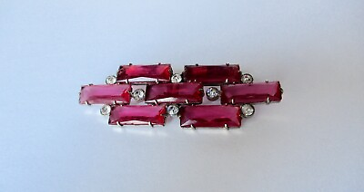 #ad Antique Art Deco Crystal amp; Pink Paste Pin Brooch $275.00