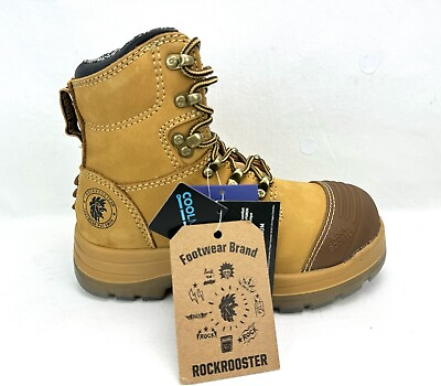 #ad NEW ROCKROOSTER 7quot; Steel Toe Kimberly Zip Work Boot Men Slip On Lace Up Sz 4 EEE $59.00