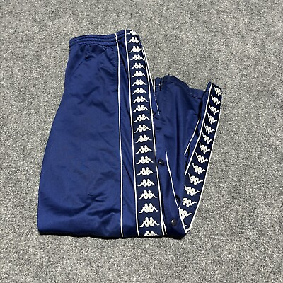 #ad Kappa Track Pants Men#x27;s Large Blue Windbreaker 31x31 Polyester Logo * $24.88